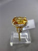 ESTATE LARGE 4.35CT DIAMOND & AAA EXTRA FACET CITRINE 14KT WHITE GOLD HALO RING