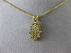 ESTATE .22CT DIAMOND 14KT YELLOW GOLD CHAMSA HAND OF GOD FLOATING PENDANT #24835