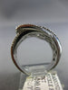 ESTATE LARGE .85CT ROUND DIAMOND 14KT WHITE GOLD 3D MULTI ROW BELT COCKTAIL RING