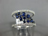 ESTATE WIDE .98CT DIAMOND & AAA SAPPHIRE 14K WHITE GOLD CLUSTER ANNIVERSARY RING