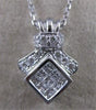 ESTATE DIAMOND CLUSTER 14KT WHITE GOLD INVISIBLE SQUARE PENDANT F/G VVS #15135