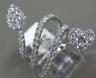 ESTATE EXTRA LARGE 1.49CT DIAMOND 18K WHITE GOLD MULTI ROW HEART PEAR SHAPE RING