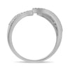 ESTATE .28CT DIAMOND 14KT WHITE GOLD 3D DOUBLE HEART BUTTERFLY CUFF LOVE RING