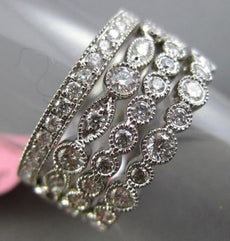 ESTATE 1.01CT DIAMOND 18KT WHITE GOLD FILIGREE MILIGRAIN STACKABLE ETERNITY RING