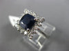 ESTATE LARGE 3.0CT DIAMOND & AAA SAPPHIRE 18K WHITE GOLD 3D HALO ENGAGEMENT RING