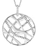 ESTATE LARGE .32CT DIAMOND 18KT WHITE GOLD 3D CIRCLE OF LIFE CRISS CROSS PENDANT