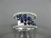 ESTATE WIDE .98CT DIAMOND & AAA SAPPHIRE 14K WHITE GOLD CLUSTER ANNIVERSARY RING