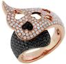 ESTATE LARGE 1.95CT WHITE & BLACK DIAMOND 14K ROSE GOLD 3D MULTI HEART LOVE RING