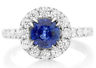 ESTATE 2.41CT DIAMOND & AAA SAPPHIRE 18K WHITE GOLD CLASSIC HALO ENGAGEMENT RING