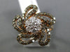 ESTATE LARGE 1.29CT DIAMOND 14K WHITE ROSE & BLACK GOLD 3D FLOWER BUTTERFLY RING