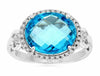 ESTATE 5.68CT DIAMOND & AAA BLUE TOPAZ 14KT WHITE GOLD 3D OVAL HALO FUN RING