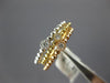 ESTATE WIDE .11CT ROUND CUT DIAMOND 18K TRI COLOR GOLD BEADED STACKABLE FUN RING