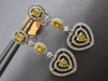ESTATE LARGE 2.34CT WHITE & FANCY YELLOW DIAMOND 18KT 2 TONE GOLD HEART EARRINGS