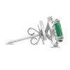 ESTATE 1.50CT DIAMOND & AAA EMERALD 18KT WHITE GOLD 3D OVAL HALO STUD EARRINGS