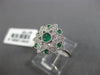 ESTATE .38CT DIAMOND & AAA EMERALD 18KT WHITE GOLD 3D STAR OF DAVID BEZEL RING