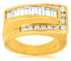 ESTATE 1.76CT ROUND & BAGUETTE DIAMOND 14K YELLOW GOLD 3D CLASSIC BELT LOVE RING