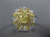 ESTATE LARGE 1.69CT WHITE & FANCY YELLOW DIAMOND 18K 2 TONE GOLD ENGAGEMENT RING