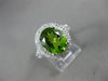 ESTATE LARGE 3.32CT DIAMOND & AAA PERIDOT 14KT WHITE GOLD 3D HALO FILIGREE RING