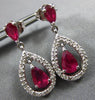 ESTATE 1.50CT DIAMOND & AAA RUBY 14KT WHITE GOLD 3D TEAR DROP HANGING EARRINGS