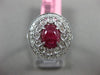 ANTIQUE WIDE 2.91CT DIAMOND & CABOCHON RUBY 18KT WHITE GOLD OVAL ENGAGEMENT RING