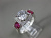 ESTATE 2.05CT DIAMOND & AAA RUBY 14KT WHITE GOLD SQUARE CLASSIC ENGAGEMENT RING