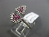 ESTATE WIDE .37CT DIAMOND & AAA RUBY 14KT WHITE GOLD 3D PAVE SEMI ETERNITY RING