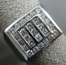 ESTATE LARGE 1.17CT DIAMOND 14K WHITE GOLD 3D SQUARE MULTI ROW CHANNEL MENS RING