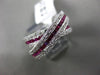 ESTATE WIDE 2.04CT DIAMOND & AAA RUBY 14KT WHITE GOLD 3D CRISS CROSS LOVE RING