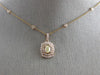 ESTATE 1.29CT WHITE & FANCY YELLOW DIAMOND 18KT ROSE GOLD 3D DOUBLE HALO PENDANT