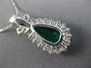 ESTATE LARGE 5.80CT DIAMOND & AAA EMERALD 14K WHITE GOLD TEAR DROP PENDANT 25759