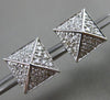 ESTATE LARGE .30CT DIAMOND 14KT WHITE GOLD CLASSIC SQUARE PYRAMID STUD EARRINGS