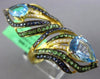 ESTATE LARGE 6.07CT DIAMOND & AAA MULTI GEM 18KT YELLOW GOLD 3D DOUBLE LEAF RING