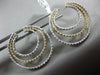 ESTATE LARGE 1.74CT DIAMOND 18K WHITE & YELLOW GOLD ETOILE HOOP CLIP ON EARRINGS