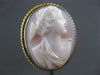 ANTIQUE LARGE 14KT YELLOW GOLD HANDCRAFTED LADY CAMEO FILIGREE ROPE RING