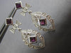 ESTATE LARGE 1.60CT DIAMOND & TOURMALINE 14KT WHITE GOLD FLOWER HANGING EARRINGS