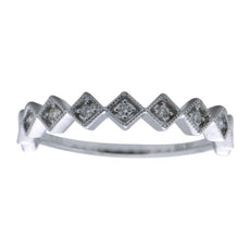 ESTATE .10CT DIAMOND 18KT WHITE GOLD 3D MILGRAIN SQUARE SEMI ETERNITY FUN RING