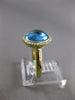 ESTATE 3.90CT ROUND DIAMOND & AAA BLUE TOPAZ 18KT YELLOW GOLD 3D ROUND HALO RING