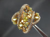 ESTATE LARGE 2.11CT WHITE & FANCY YELLOW DIAMOND 18KT ROSE GOLD FLOWER LOVE RING