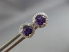 ESTATE 1.02CT DIAMOND & AAA AMETHYST 14KT WHITE GOLD ROUND HALO STUD EARRINGS