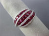 ESTATE 2.17CT DIAMOND & AAA RUBY 14KT WHITE GOLD 3D MULTI ROW LEAF DOME FUN RING