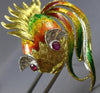 ANTIQUE EXTRA LARGE 1.16CT DIAMOND & RUBY 18KT TWO TONE GOLD FISH BROOCH #21891