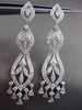 ESTATE LARGE 2.0CT DIAMOND 18KT WHITE GOLD FILIGREE MILGRAIN HANGING EARRINGS