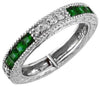 ESTATE .65CT DIAMOND & AAA EMERALD 14KT WHITE GOLD 3D FILIGREE ANNIVERSARY RING