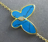 ESTATE LARGE .08CT DIAMOND & AAA TURQUOISE 18KT ROSE GOLD 3D BUTTERFLY BRACELET