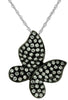 ESTATE .40CT DIAMOND 14KT WHITE & BLACK GOLD 3D CLASSIC BUTTERFLY LOVE PENDANT