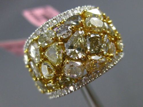 ESTATE 5.08CT FANCY YELLOW & WHITE DIAMOND 18K GOLD MULTI SHAPE ANNIVERSARY RING