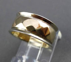 ANTIQUE WIDE 14KT 2 TONE GOLD 3D DIAMOND CUT WEDDING ANNIVERSARY RING 8mm #23589