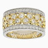ESTATE WIDE 1.22CT DIAMOND 18KT 2 TONE GOLD MULTI ROW MILGRAIN ANNIVERSARY RING