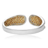 LARGE 4.95CT WHITE & FANCY YELLOW DIAMOND 18K TWO TONE GOLD PAVE BANGLE BRACELET