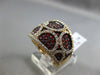 ESTATE 1.78CT DIAMOND & AAA RED SAPPHIRE 18KT ROSE GOLD 3D SEMI CIRCLE FUN RING